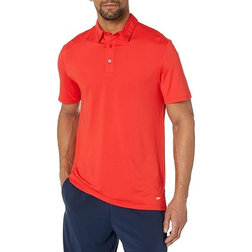 Amazon Essentials Men's Golf Polo Shirt MEDIUM Red Slim-Fit Tech Stretch Shirts